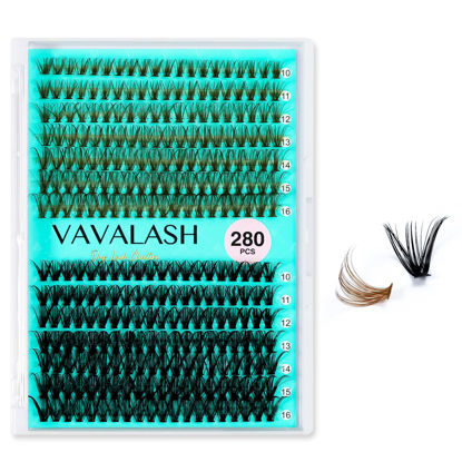 Picture of VAVALASH Individual Cluster Lashes Black Brown MIX Colors 280 Lash Clusters DIY Eyelash Extension Faux Mink Slik Individual Lashes Easy Full Lash Extensions DIY at Home (Black+Brown-40D-10-16mm Mix)