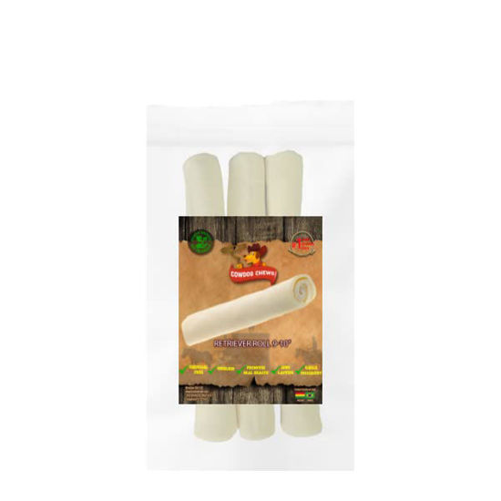 Picture of Cowdog Chews Retriever Roll 9-10 inch all Natural Rawhide Dog Treat (3 Pack)