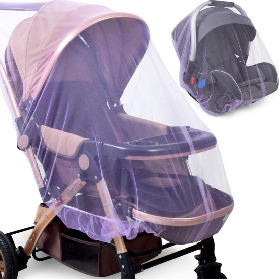 Picture of Mosquito Net for Stroller (2 Pack) - Durable Baby Stroller Mosquito Net - Perfect Bug Net for Strollers, Bassinets, Cradles, Playards, Pack N Plays and Portable Mini Crib (Purple)