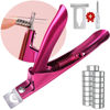 Picture of Violet Red Premium Adjustable Nail Clippers with Magnets Sizers for Acrylic Nails, Stainless Steel Nail Cutter Trimmer for Artificial Fake False Tips Manicure Sharp Blade Clip Tool for Salon Beauty