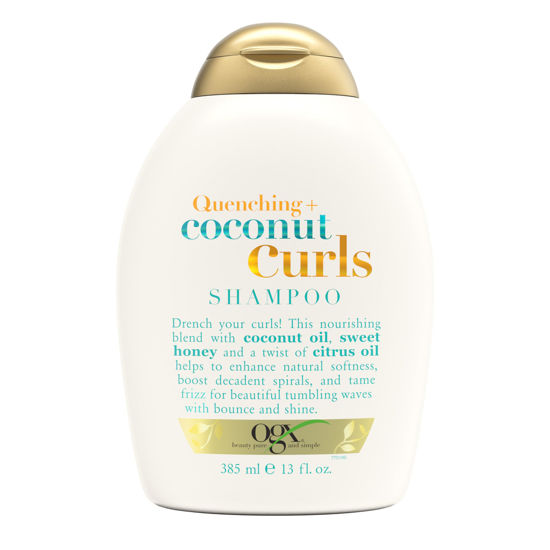 Picture of OGX Quenching + Coconut, Curl-Defining Shampoo, Hydrating & Nourishing Curly Hair Shampoo with Coconut Oil, Citrus Oil & Honey, Paraben, Sulfate-Free Surfactants, 13 floz