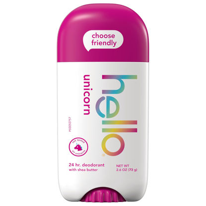 Picture of hello Unicorn Deodorant, 24 Hour Odor Protection, No Aluminum + No Baking Soda, Vegan & Parabens Free, 2.6 Oz