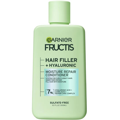 Picture of Garnier Fructis Hair Filler Moisture Repair Conditioner, Sulfate Free Conditioner for Curly, Wavy Hair with Hyaluronic Acid, 10.1 Fl Oz, 1 Count