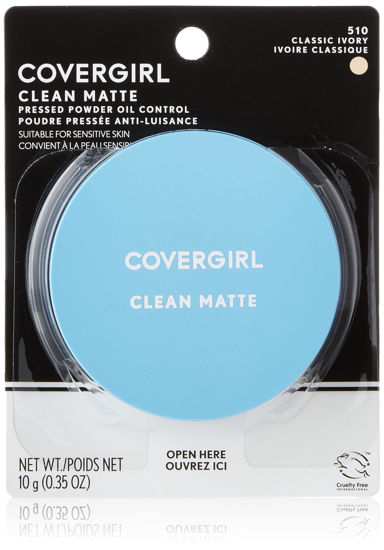 Picture of COVERGIRL Clean Matte Pressed Powder, Oil Control Powder, 1 container, .35 Fl Oz, Face Powder, Oil Free Loose Powder, Matte Finish, Lightweight, Shine Free Formula, Leaves Skin Smooth and Clean