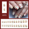 Picture of Christmas Press on Nails Cute Short Square Fake Nails Full Cover False Nails with Elk Santa Candy Cane Holly Designs Beige Stick on Nails Winter Acrylic Nails Xmas Nail Decorations for Women Girls