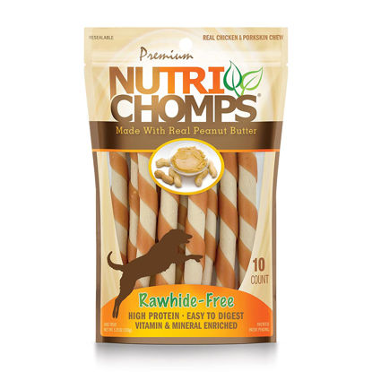 Picture of NutriChomps Dog Chews 5-inch Twists, Easy to Digest, Rawhide-Free Dog Treats, 10 Count, Real Peanut Butter flavor (Packaging May Vary)