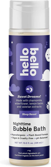 Picture of Hello Bello Nighttime Bubble Bath - Gentle Hypoallergenic Tear-Free Formula for Babies and Kids - Vegan and Cruelty-Free - Sleep Sweet Scented - 10 fl oz