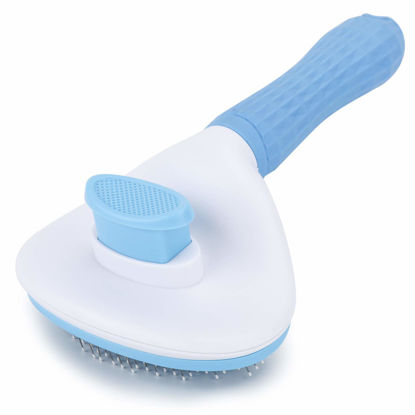 Picture of Depets Self Cleaning Slicker Brush, Dog Cat Bunny Pet Grooming Shedding Brush - Easy to Remove Loose Undercoat, Pet Massaging Tool Suitable for Pets with Long or Short Hair