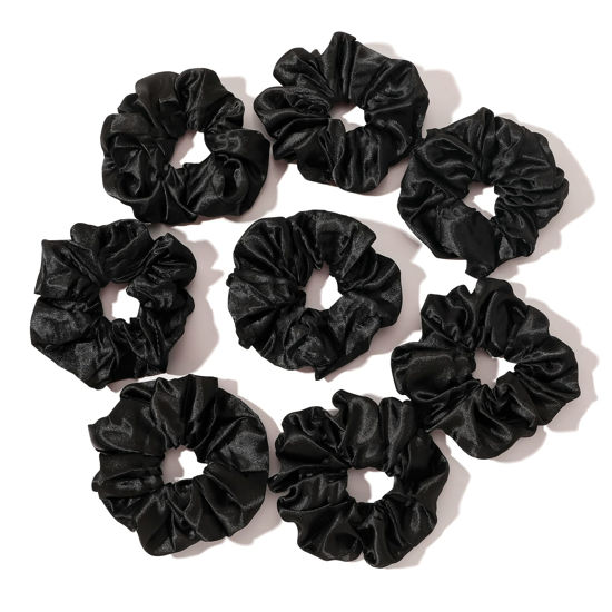 Picture of Scrunchies Hair Ties Satin Scrunchies Soft than Silk Scrunchies Elastics Bands Ponytail Holder Pack of Neutral Scrubchy Hair Accessories Women Girls (8pcs)