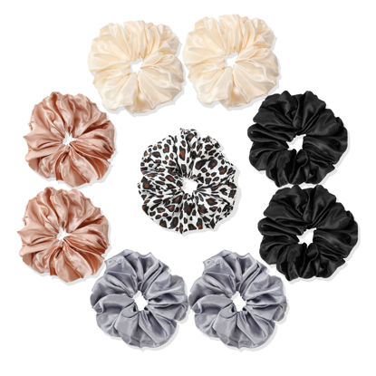 Picture of Scrunchies Hair Ties Elastics Bands Ponytail Holder Pack of Neutral Scrubchy Hair Accessories Women Girls (Big, 4 Color Mixed 2)