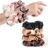 Picture of Ivyu Satin Hair Bands and Scrunchies: Thick Curly Hair Ponytail Holders for Girls, No Crease or Damage, Cute Brown Pink