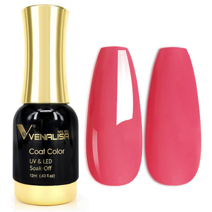 Picture of VENALISA Red Gel Nail Polish, 1Pcs Red Gel Polish Red Color Nail Polish Gel High Gloss Soak Off U V Gel Nail French Nail Manicure Salon DIY