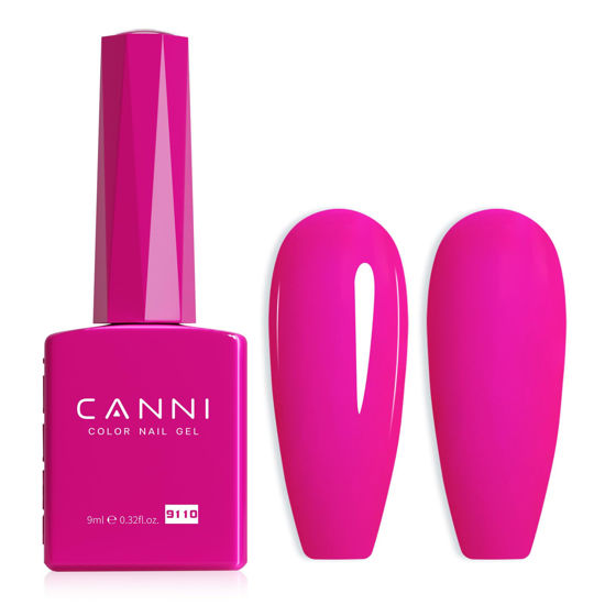 Picture of CANNI Hot Pink Gel Nail Polish, 1Pcs Neon Pink Gel Polish Pastel Bright Pink Purple Color Nail Polish Gel High Gloss Soak Off U V Gel Nail French Nail Manicure Salon DIY