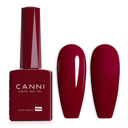 Picture of CANNI Dark Red Gel Nail Polish, 1Pcs Dark Burgundy Red Gel Polish Deep Red Color Nail Polish Gel High Gloss Soak Off U V Gel Nail French Nail Manicure Salon DIY