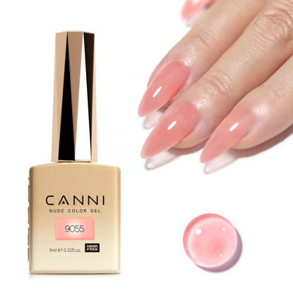 Picture of CANNI Jelly Nude Pink Gel Nail Polish, 1Pcs Jelly Nude Pink Gel Polish Translucent Jelly Color Nail Polish Gel High Gloss Soak Off U V Gel Nail French Nail Manicure Salon DIY