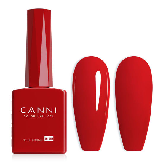 Picture of CANNI Red Gel Nail Polish, 1Pcs Red Gel Polish Bright Red Color Nail Polish Gel High Gloss Soak Off U V Gel Nail French Nail Manicure Salon DIY