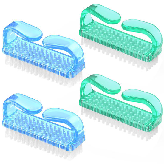 Picture of Larbois Handle Grip Nail Brush, Hand Fingernail Brush Cleaner Scrubbing Kit Pedicure for Toes and Nails Men Women (4 Pack)