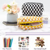 Picture of PAZIMIIK Checkered Makeup Bag for Purse Portable Zipper Make Up Pouch Small Cosmetic Case for Travel Accessories (Orange)