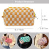 Picture of PAZIMIIK Checkered Makeup Bag for Purse Portable Zipper Make Up Pouch Small Cosmetic Case for Travel Accessories (Orange)