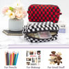 Picture of PAZIMIIK Checkered Makeup Bag for Purse Portable Zipper Make Up Pouch Small Cosmetic Case for Travel Accessories (Black)