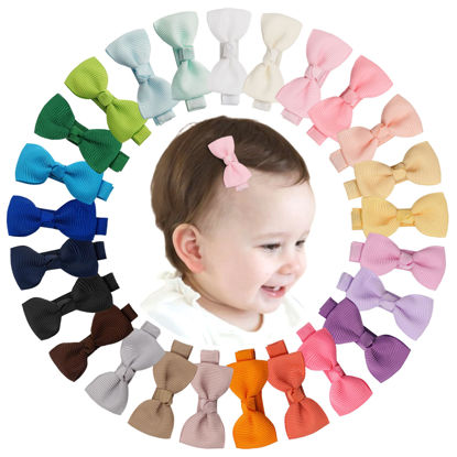 Picture of CÉLLOT Baby Girls Hair Clips 25PCS Fully Lined Tiny 2" Hair Bows Alligator Clips for Infants Toddlers