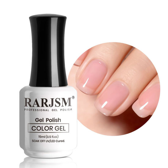 Picture of RARJSM Nude Gel Nail Polish Cherry Blossom Pink Skin Tone Color Neutral Sheer Ice Jelly Gel Polish Transparent Nail Gel Polish Soak off UV LED Cured for Home Salon DIY Manicure 15ml Single Bottle