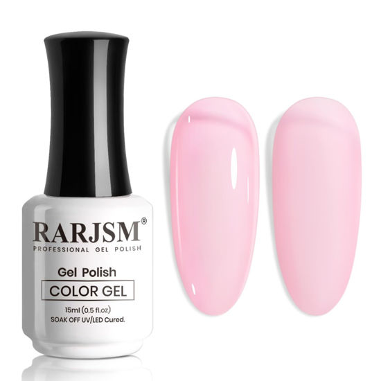 Picture of RARJSM Sheer Jelly Gel Polish Clear Pink Gel Nail Polish Transparent Light Pink Pastel Nude Nail Gel Polish Varnish Curing Requires LED UV Translucent French Manicure Soak Off for Home Salon 1pcs 15ml