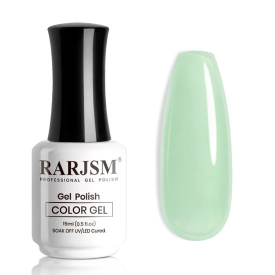 Picture of RARJSM Jelly Gel Nail Polish Mint Green Clear Light Green Gel Nail Polish Transparent Pastel Nude Sheer Nail Gel Polish Varnish Curing Requires LED UV French Manicure Soak Off for Home Salon 15ml 1pcs