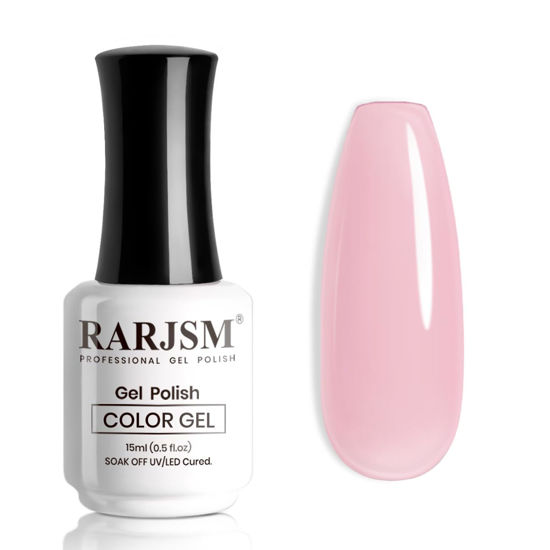 Picture of RARJSM Nude Gel Nail Polish Pale Purple Pink Sheer Neutral Skin Tone Color Ice Jelly Pink Gel Polish Transparent Nail Gel Polish Soak off UV LED Cured for Home Salon DIY Manicure 15ml Single Bottle