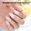 Picture of RARJSM Metallic Nail Art Gel Liner Bronze Gold Mirror Chrome 3D Effect Gel Nail Polish 8ml Build in Thin Brush Metal Painted Drawing Striper Painting Gel Polish Soak off Curing Requires for Home Salon