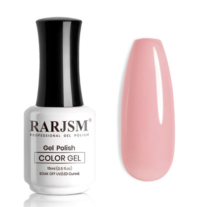 Picture of RARJSM Nude Gel Polish Soft Pink Skin Tone Neutral Color Sheer Jelly Gel Nail Polish 1PC 15ml Single Bottle Cream Transparent Pink Nail Gel Polish Soak off UV LED Cured for Home Salon DIY Manicure