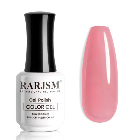 Picture of RARJSM Nude Gel Nail Polish Ruddy Pink Neutral Skin Tone Color Sheer Ice Blush Red Pink Jelly Transparent Nail Gel Polish 15ml Single Bottle Soak off UV LED Cured for Home Salon DIY French Manicure