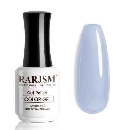 Picture of RARJSM Jelly Gel Nail Polish Clear Light Blue Gel Nail Polish Transparent Pastel Nude Sheer Blue Nail Gel Polish Varnish Curing Requires LED UV French Manicure Soak Off for Home Salon 15ml 1pcs