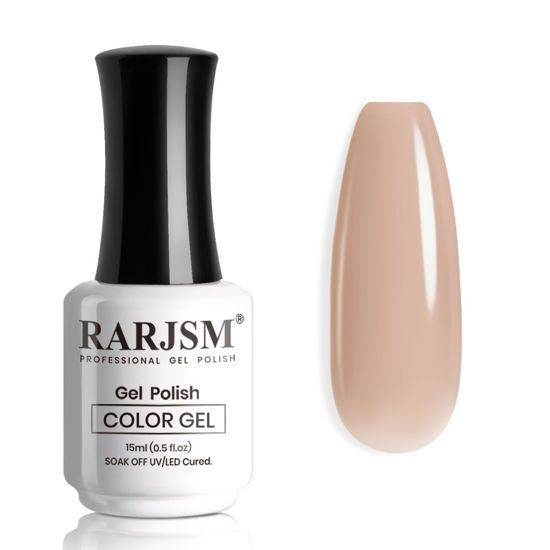 Picture of RARJSM Nude Gel Nail Polish Sheer Light Brown Pink Neutral Skin Tone Colors Jelly Transparent Nail Gel Polish 15ml Single Bottle Soak off UV LED Cured for Home Salon DIY French Manicure