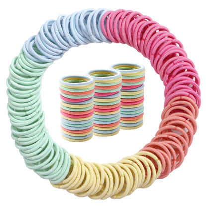 Picture of 200PCS Elastic Hair Ties, No Crease Hair Small Ponytail Holders for Kids Girls Baby Toddler, Pastel Color