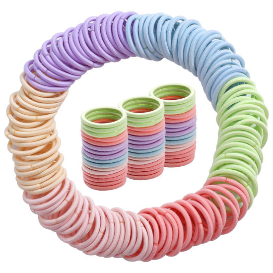 Picture of 200PCS Elastic Hair Ties, No Crease Hair Small Ponytail Holders for Kids Girls Baby Toddler, Macaron Color