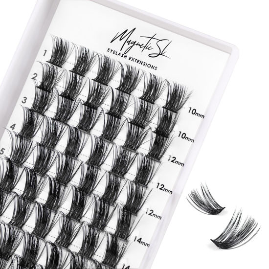 Picture of Cluster Lashes 72 Individual Lashes Clusters Eyelash Extensions False Eyelashes DIY Wispy Fluffy Lash Extension Kit Reusable False Eyelashes Natural Look Mix 10-16mm C D Curl-DM14