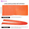 Picture of Adeton African Net Sponge, Exfoliating Body Scrubber, Body Exfoliator, Long Net Sponge, 17 Colors, Sapo, Shower Bath Accessories, Back Foot Scalp Scrub, Flat Dead Skin Remover Body Wash (Orange)