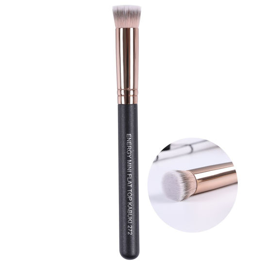 Picture of ENERGY Under Eye Concealer Brush Mini Flat Top Kabuki Foundation Brush with Synthetic Bristles for Concealing,Blending,Setting,Buffing with Powder,Liquid,Cream Cosmetics,Vegan Makeup Brush