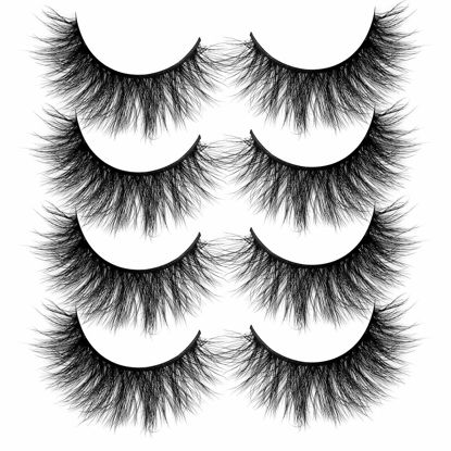 Picture of ALICROWN Faux Mink Lashes Pack 3D Volume Natural Fluffy Wispies Cross False Eyelashes