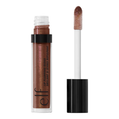 Picture of e.l.f. Lip Plumping Gloss, High-Shine Sheer Color, Hydrates & Creates Fuller Lips With Vitamin E, Vegan & Cruelty-Free, Chocolate Glaze, 0.09 Fl Oz