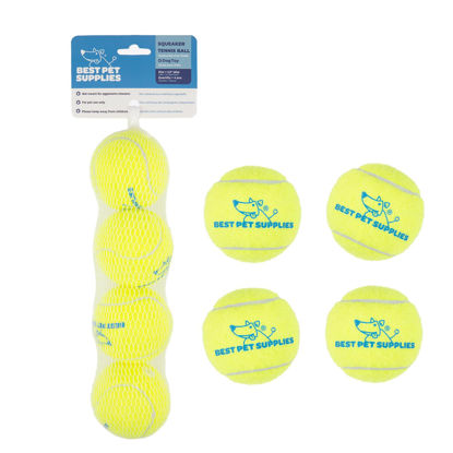 Picture of Best Pet Supplies Squeaky Tennis Toys for Dogs, 4-Pack, Heavy-Duty Interactive Pet Toys for Throwing and Fetching, Supports Exercise and Natural Behavior Training, Durable - Medium