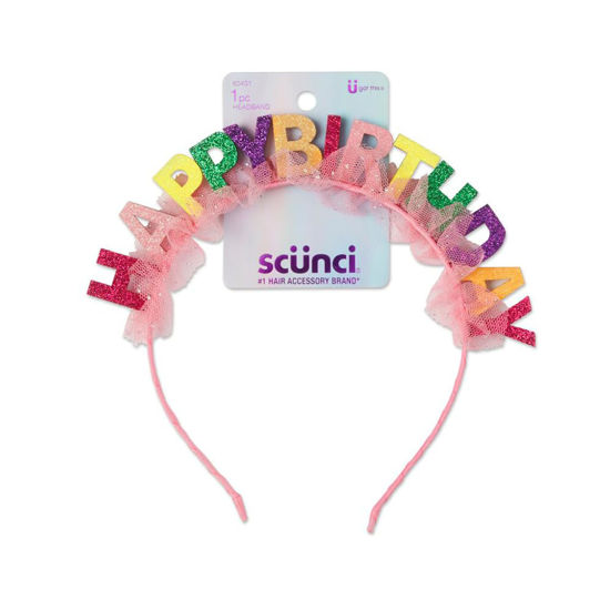 Picture of Scunci by Conair Birthday headband- Birthday girl head band- Birthday gifts for women or girls - Bright colors w/ tulle - 1 Count