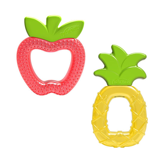 Picture of Dr. Brown's AquaCool Water-Filled Baby Teether, Cools & Massages Sore Gums, BPA Free, Pineapple and Apple, 2 Pack, 3m+