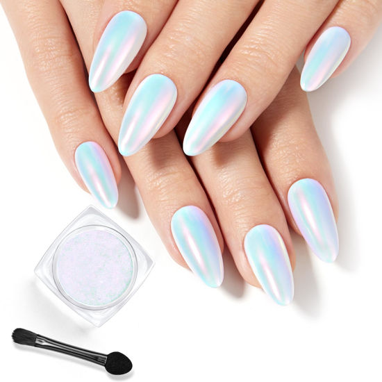 Picture of beetles Chrome Nail Powder Mirror Effect Glazed Aurora Opal Chrome Powder for Gel Nails Unicorn Chrome Powder Manicure DIY Nail Art Decoration 0.04oz/1g