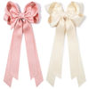 Picture of Aileam Hair Clip 2PCS Beige Pink Hair Bow Ribbon with Metal Clip for Women Girls Toddlers Teens Kids