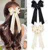 Picture of 2PCS Hair Accessories: Black Beige Ribbon Slides with Metal Clips for Women, Girls, Toddlers, and Teens