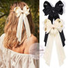 Picture of 2PCS Hair Accessories: Black Beige Ribbon Slides with Metal Clips for Women, Girls, Toddlers, and Teens