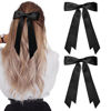 Picture of 2PCS Silky Satin Hair Bows Hair Clip Black Hair Ribbon Ponytail Holder Accessories Slides Metal Clips Hair Bow for Women Girls Toddlers Teens Kids