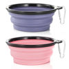 Picture of Dog Bowl Pet Collapsible Bowls, 2 Pack Collapsible Dog Water Bowls for Cats Dogs, Portable Pet Feeding Watering Dish for Walking Parking Traveling with 2 Carabiners (Small, Purple+Fairy Pink)